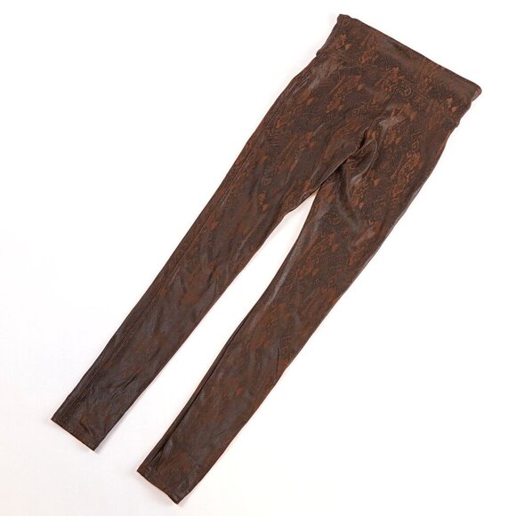 Spanx Snake-Printed Faux Leather Leggings Brown - Size Small - EUC - Picture 4 of 7